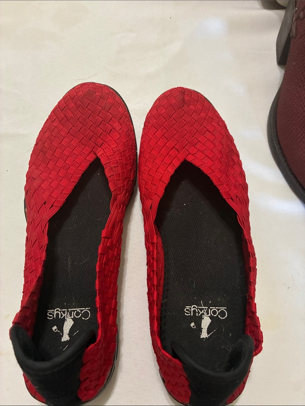 Corkys Red Woven Slip-On Flats